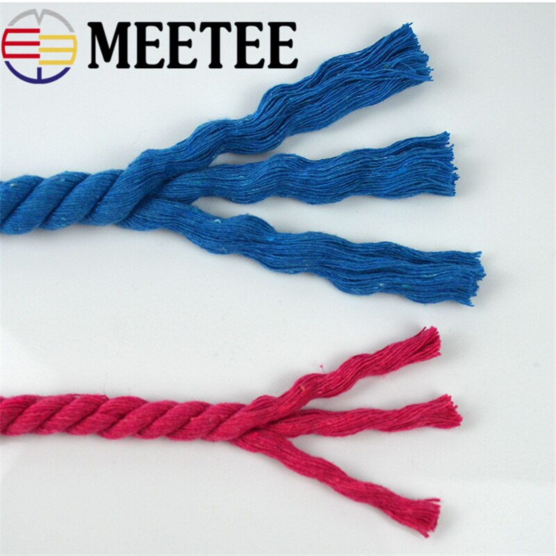 5 mètres 100%  coton 10mm 3 actions cordons de coton torsadés corde de coton tissée sac de bricolage cordon de serrage ceinture sangle accessoires de décoration