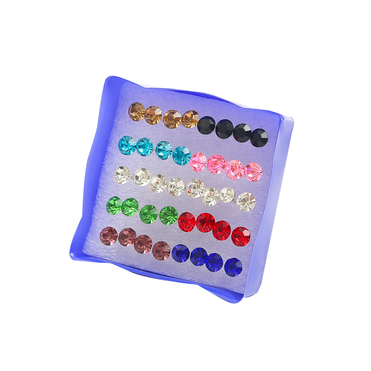 Juego de pendientes pequeños de perlas de cristal para mujer, aretes de diamantes de imitación, accesorios de joyería, bola, 2,5-6mm, 12 pares, 20 pares: Chapado en platino