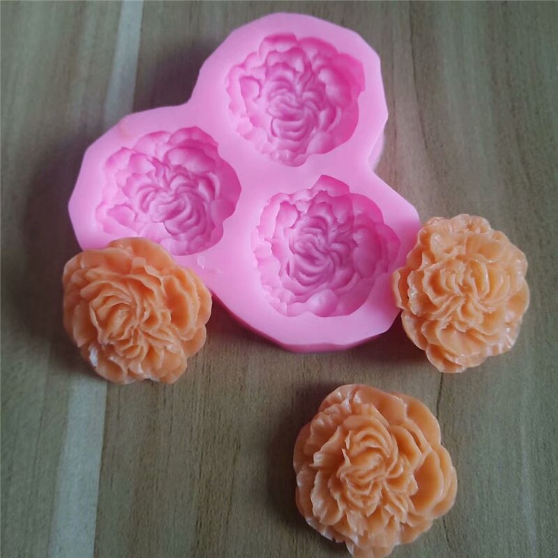 Pioen Bloem Siliconen Mallen Bruiloft Cupcake Topper Fondant Cake Decorating Gereedschap Soap Hars Klei Chocolade Gumpaste Mallen