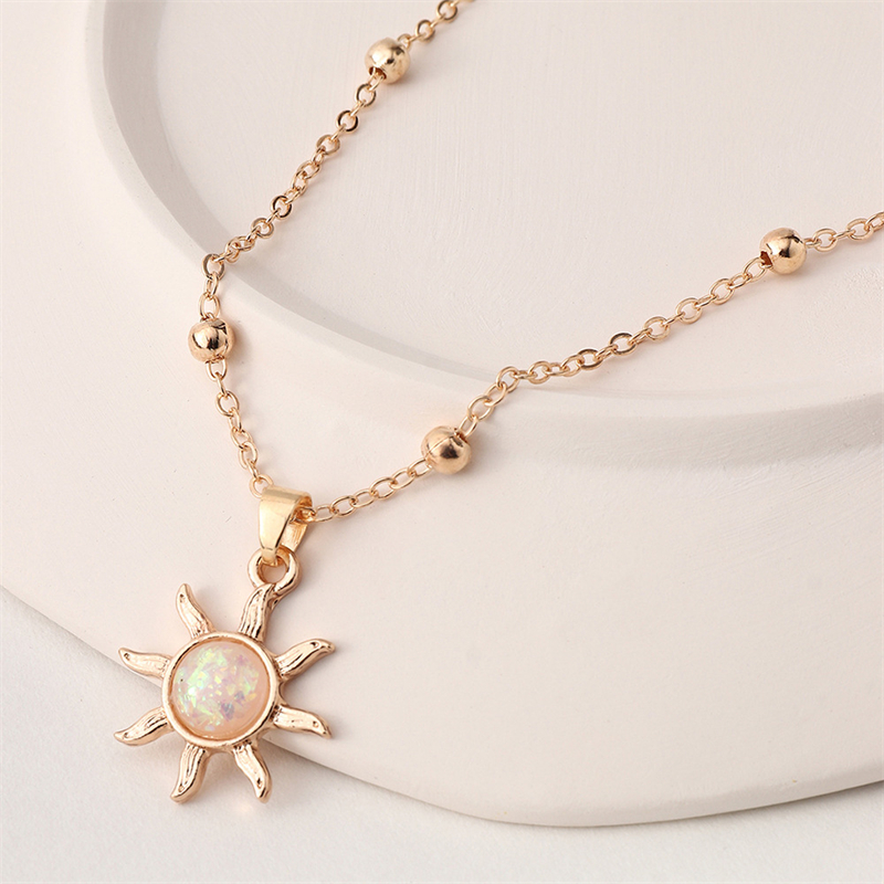 Bohemia Fashion Sun gem collana collana con goccia in oro per donna Boho femminile regalo per gioielli da festa di nozze per lei: Default Title