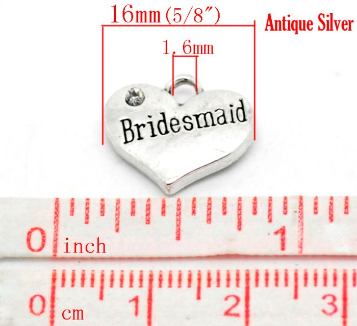 Doreenbeads pingente em strass, pingente em formato de coração 16x14mm (1/8 &quot;x1/2&quot;) vendido por pacote de 20