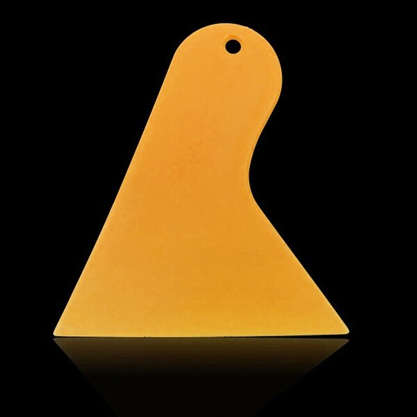 Plastic Yellow Auto Car Window Sticker Film Scraper Squeegee Cleaning Tool 10.5x9.5cm