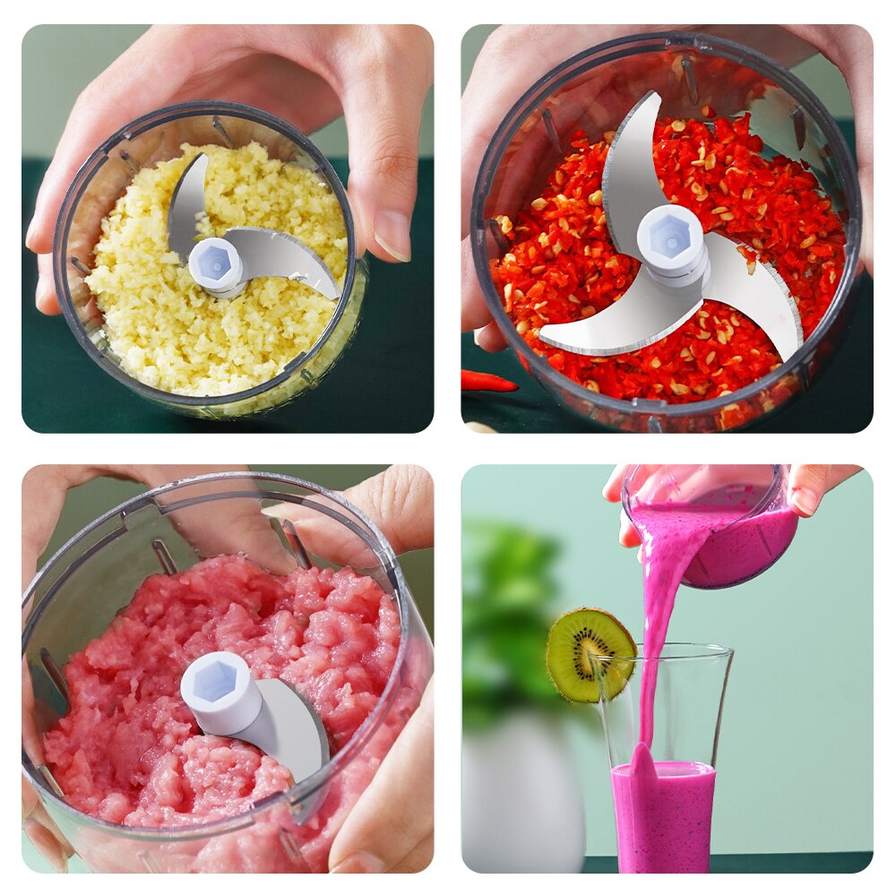 Kitchen Gadget Electric Meat Grinder Garlic Masher Machine Mini Crushed Food Vegetable Chopper Squeezer Garlic Artifact