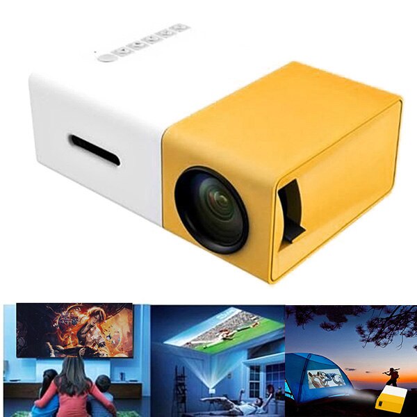 &amp;Enhanced&amp;Protable&amp;Colorful Projector Mini Projector Portable Theater Home Office HD 1080P Yellow JR Deals