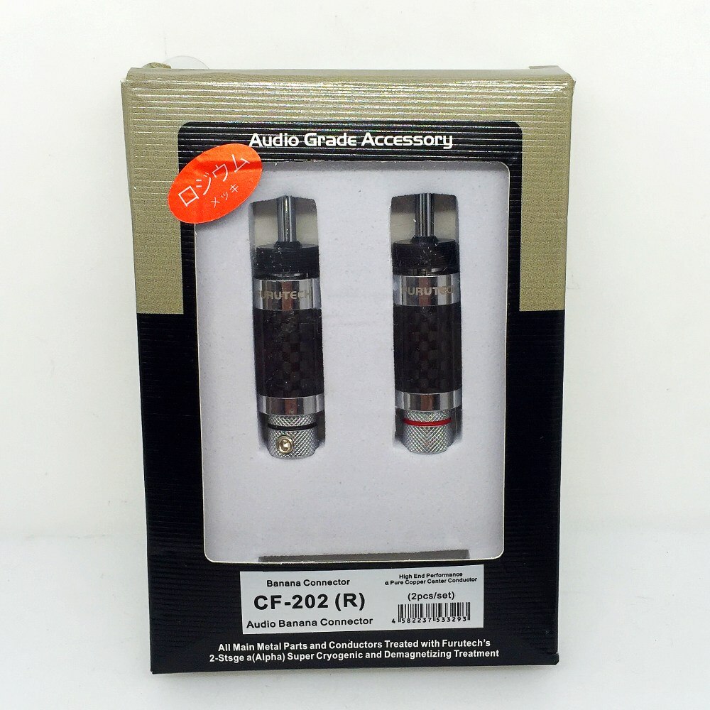 FURUTECH CF 202 (R) Kohlenstoff fiber rhodiniert lautsprecher Banane stecker Original Kasten MATIHUR: 2Stck A Kasten