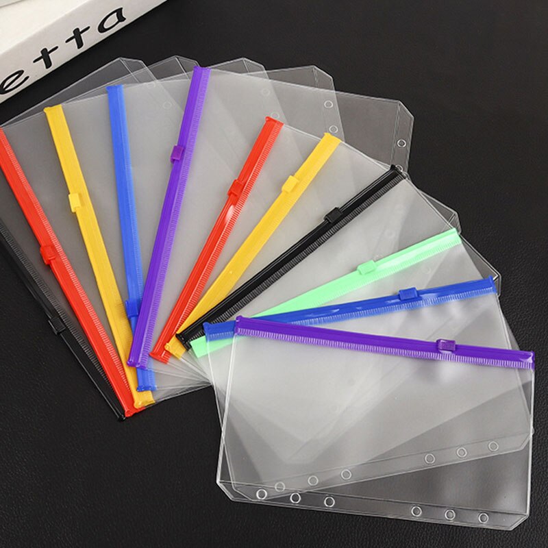 12 Stks/partij A6 6 Gaten Pvc File Organizer Opslag Rits Map En 1Pc 6 Ring Notebook Cover Planner Collection bindmiddel Document