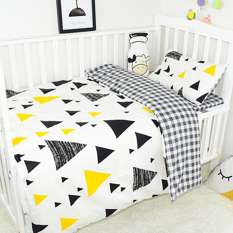 3Pcs Baby Bedding Set Cotton Crib Bedding Set Crib Kit Include Duvet Cover Pillowcase Bed Sheet