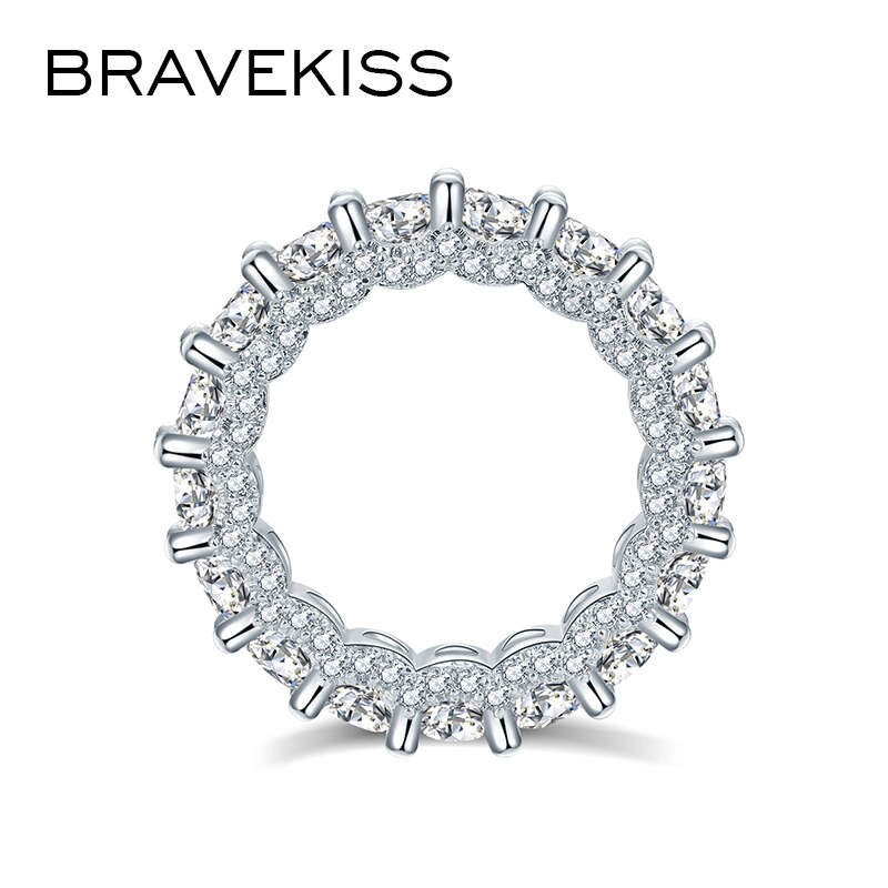 BRAVEKISS Eternity Wedding Bands Rings with Zirconia for Women CZ Promise Engagement Finger Women‘s’ Ring Bague Jewelry BUR0579A