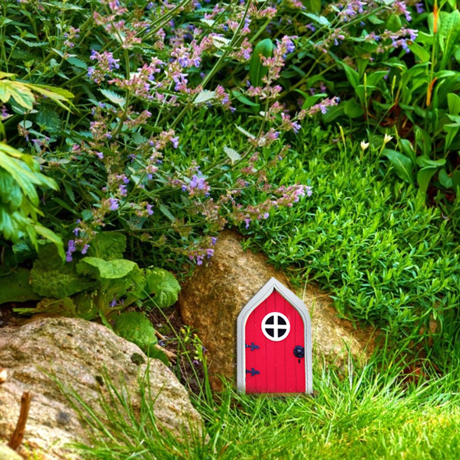 Miniature Fairy Gnome Window Door Elf Home for Yard Art Garden Sculpture Statues Decor Outdoor Fairy Garden #38