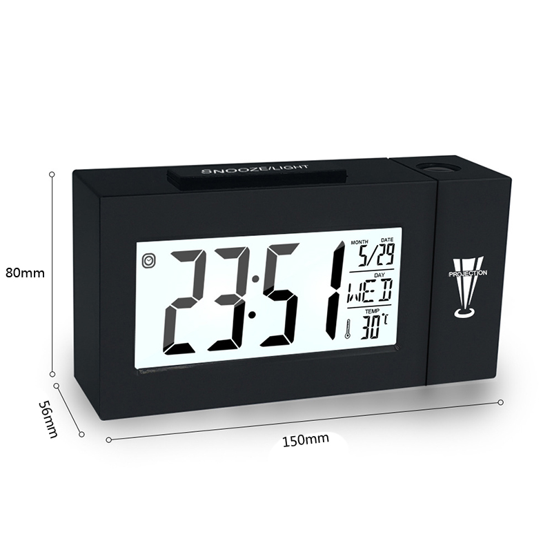 Digital Projection Alarm Ceiling Clock LCD Display Snooze Desk Table Clock Temperature Thermometer Home Decor Time Projector: B