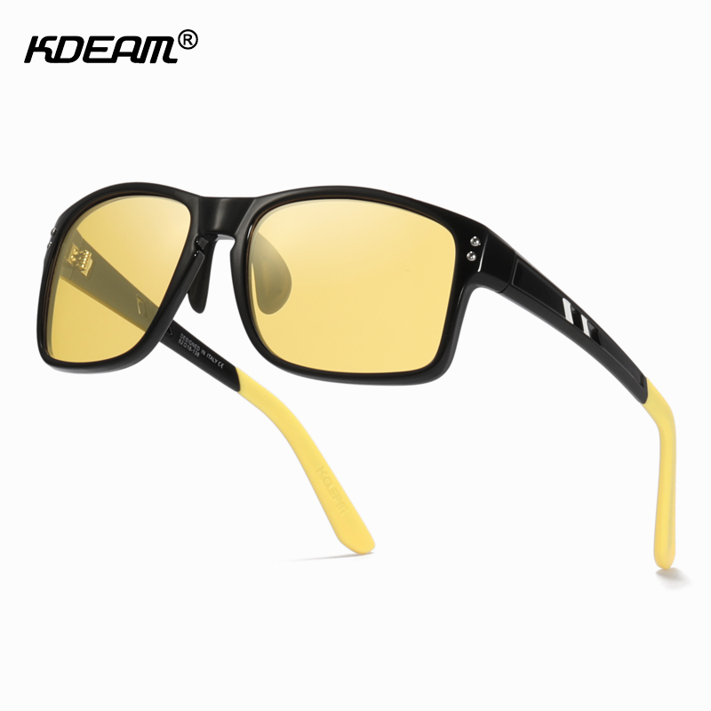 KDEAM TR90 Materiaal Gepolariseerde Zonnebril Mannen Sport Rechthoek Frame Zonnebril Rijden Vrouwelijke oculos de sol Xl KD524: C7 Night vision