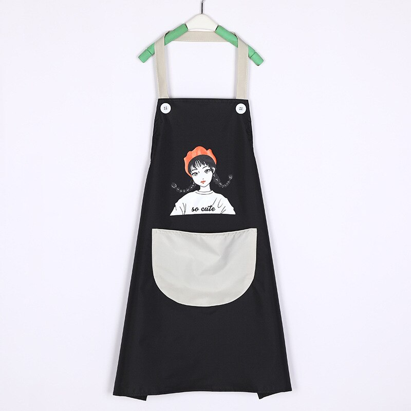 Apron Cooking Kitchen Waterproof Aprons Chef Apron with Pockets for Home Restaurant Garden BBQ Coffee House Apron YU-Hom: Black