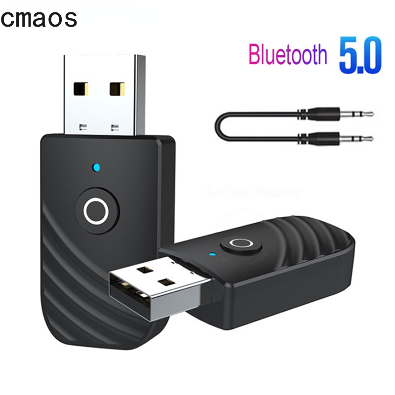 Bluetooth 5.0 Adapter AUX Audio Receiver Transmitter 2 IN 1 3.5mm Jack Wireless Adapter With LED For TV Earphone PC Car Computer