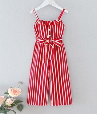 Kinderen Meisjes Mode Mouwloze Gestreepte Jumpsuit Zomer Stijlvolle Jumpsuit Voor Kinderen Meisjes
