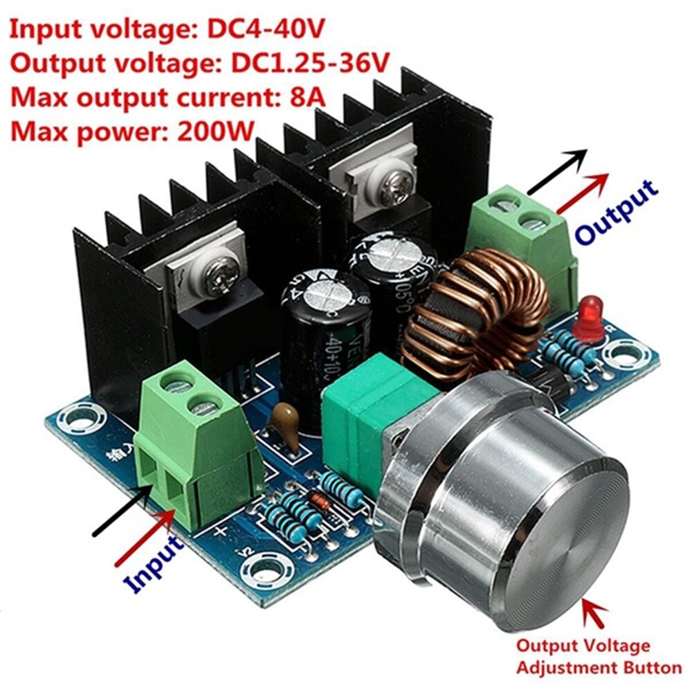 200W 8A DC-DC 4V-40V 1.25V-36V Converter Step Down Voltage Power Module