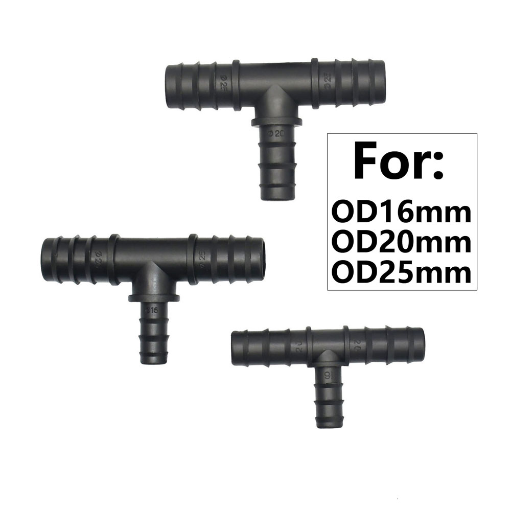 Connecteur de barbe de tuyau PE, raccord d'irrigation de ferme de jardin, prise coudée en T, séparateur d'eau de tuyau, 16mm, 20mm, 25mm, 5 pièces
