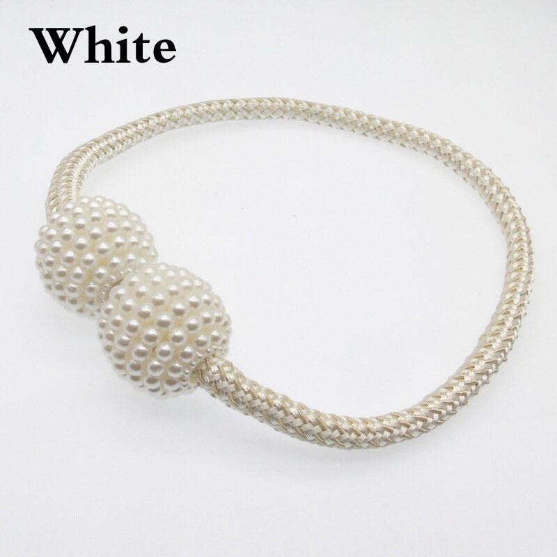Ganchos magnéticos de perlas para cortina, soportes de cortinas, ganchos de hebilla, hebilla de bola para colgar, accesorios para cortina, decoración del hogar, 1 ud.: White