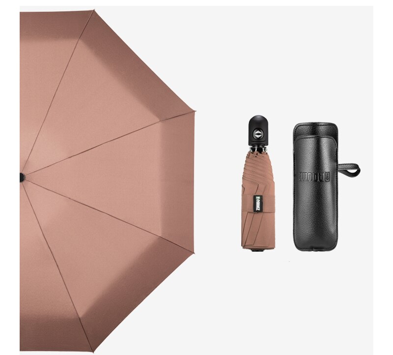 Kompakt bærbar mini automatisk paraply anti-uv parasol ultra let foldbar paraply regn kvinder rejser paraply mand: Brun