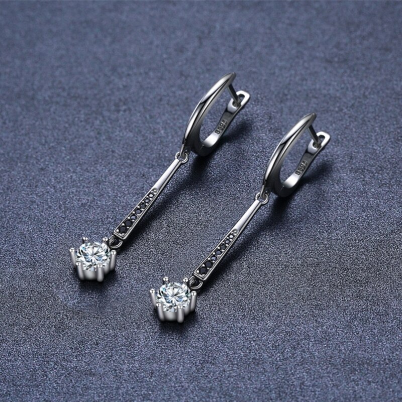 Zwart Awn Oorringen Voor Vrouwen Classic 925 Sterling Zilver Trendy Spinel Engagement Fine Sieraden I216
