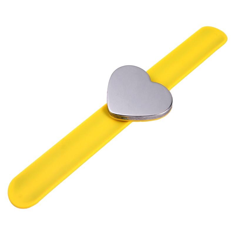 1pc Durable Magnetic Slap Bracelet Heart Shape Silicone Hand Band Wrist Strap Hand Decor for Kids: Yellow