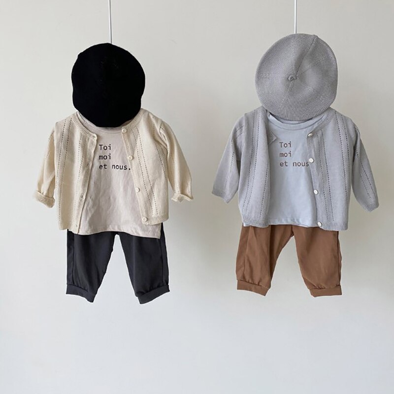 MILANCEL Sommer Neue Baby zur Seite fahren Langarm Mädchen Bluse Oansatz Strick Jungen Spitzen Koreanische Beiläufige Kleinkind Kleidung