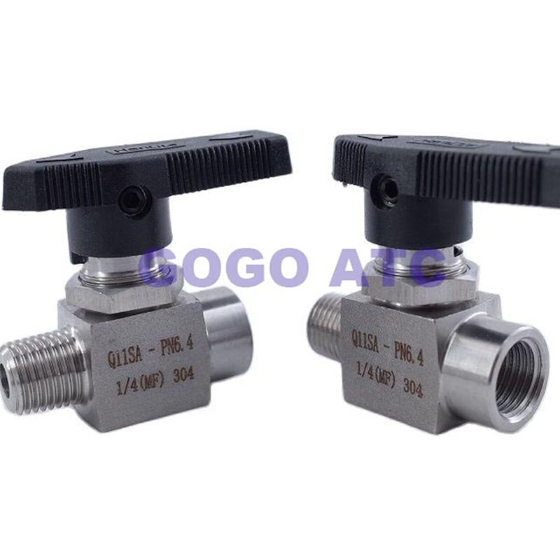 Ball valve 1/4" inch female to male thread stainless steel 304 Panel straight through meter switch two way ball valve