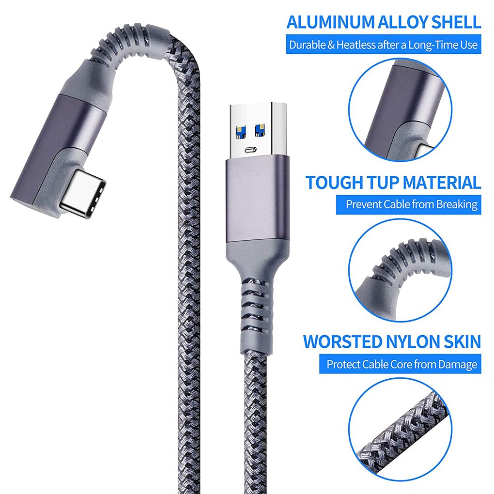 Pour Oculus Quest 2 Lien Câble 5M USB 3.0 Charge rapide Câbles USB 3.0 Type C Transfert De Données USB-A À Type-c Câble Accessoires VR