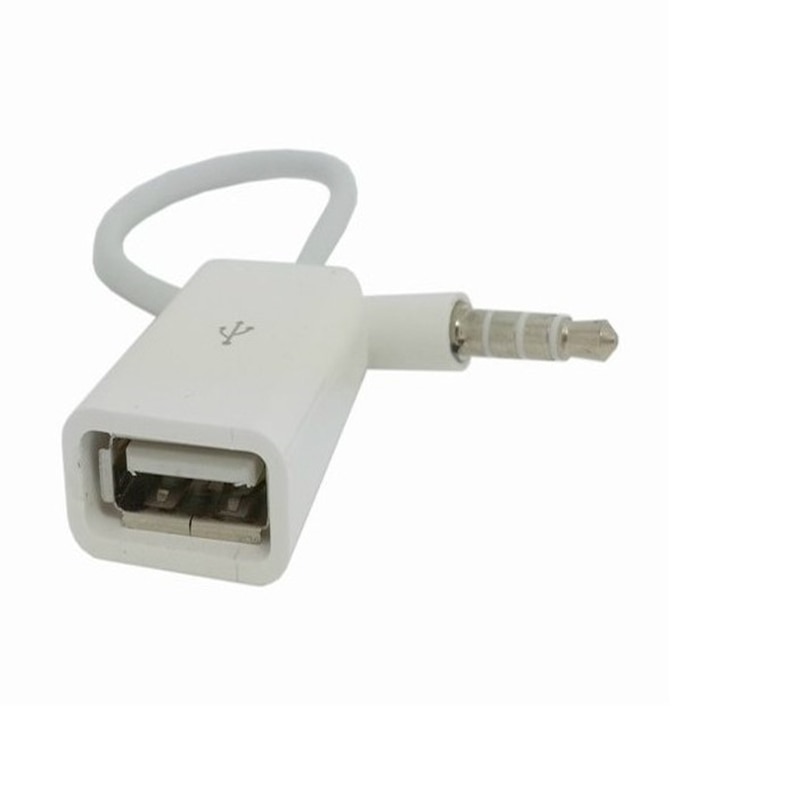 Auto AUX Kabel Adapter - 15cm - 3.5mm naar USB - voor Nissan Micra, Xtrail, Juke, Qashqai: Wit