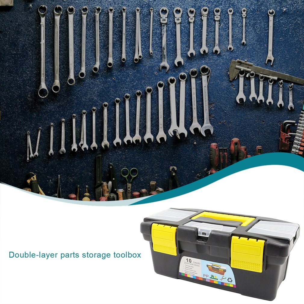 10 Inch Toolbox Hardware Tool Storage Box ABS Plastic Tool box Multifunctional Instrument Parts Sorting