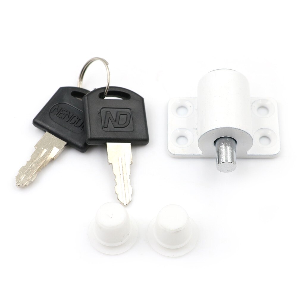 1Set schuifraam slot met sleutel kind veiligheid bescherming lock anti-diefstal deurslot push venster: WHITE