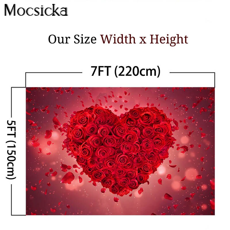 Mocsicka – arrière-plan pour photographie de la saint-valentin, toile de fond pour stand Photo de mariage, fête prénuptiale, Rose rouge