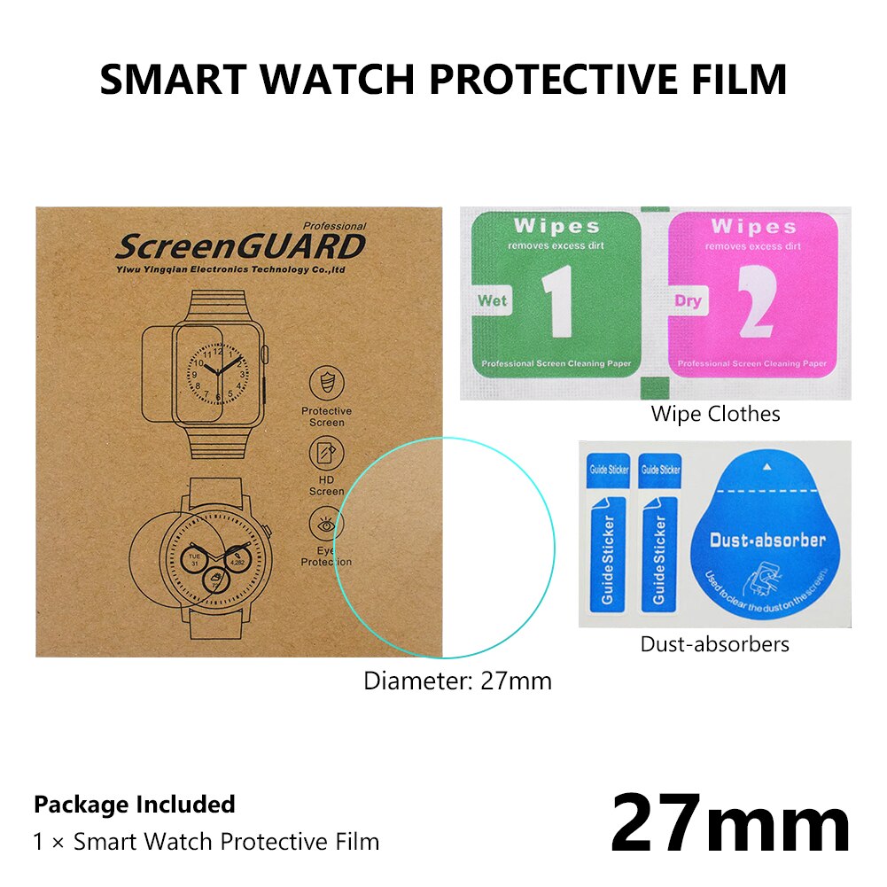 Zegarek ochraniacz ekranu 23-34mm średnica szkło hartowane ochronne dla inteligentnego zegarka dla Huawei Samsung Gear S2 S4 Lg zegarek: 27mm diameter