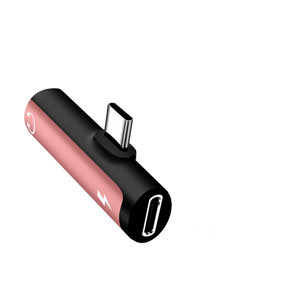 2 In 1 Typ C Zu 3,5mm Jack Kopfhörer Lade Konverter USB Typ-C Audio Adapter für Samsung s20 Xiaomi Huawei P20 Pro Typ C: Rose Red