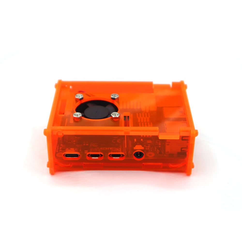 Raspberry Pi 4 Orange Acrylic Case Enclosure Box with Cooling Fan