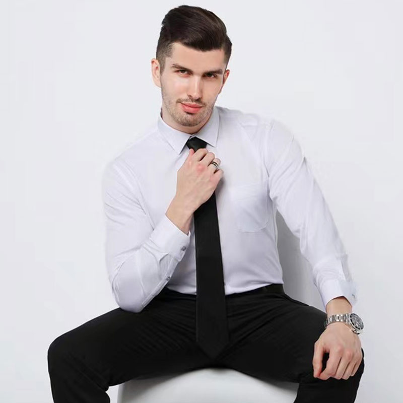 Nueva camisa resistente a las arrugas para hombre, vestido de manga larga, ajustado, sin planchar, ropa formal de negocios sociales, fácil de cuidar