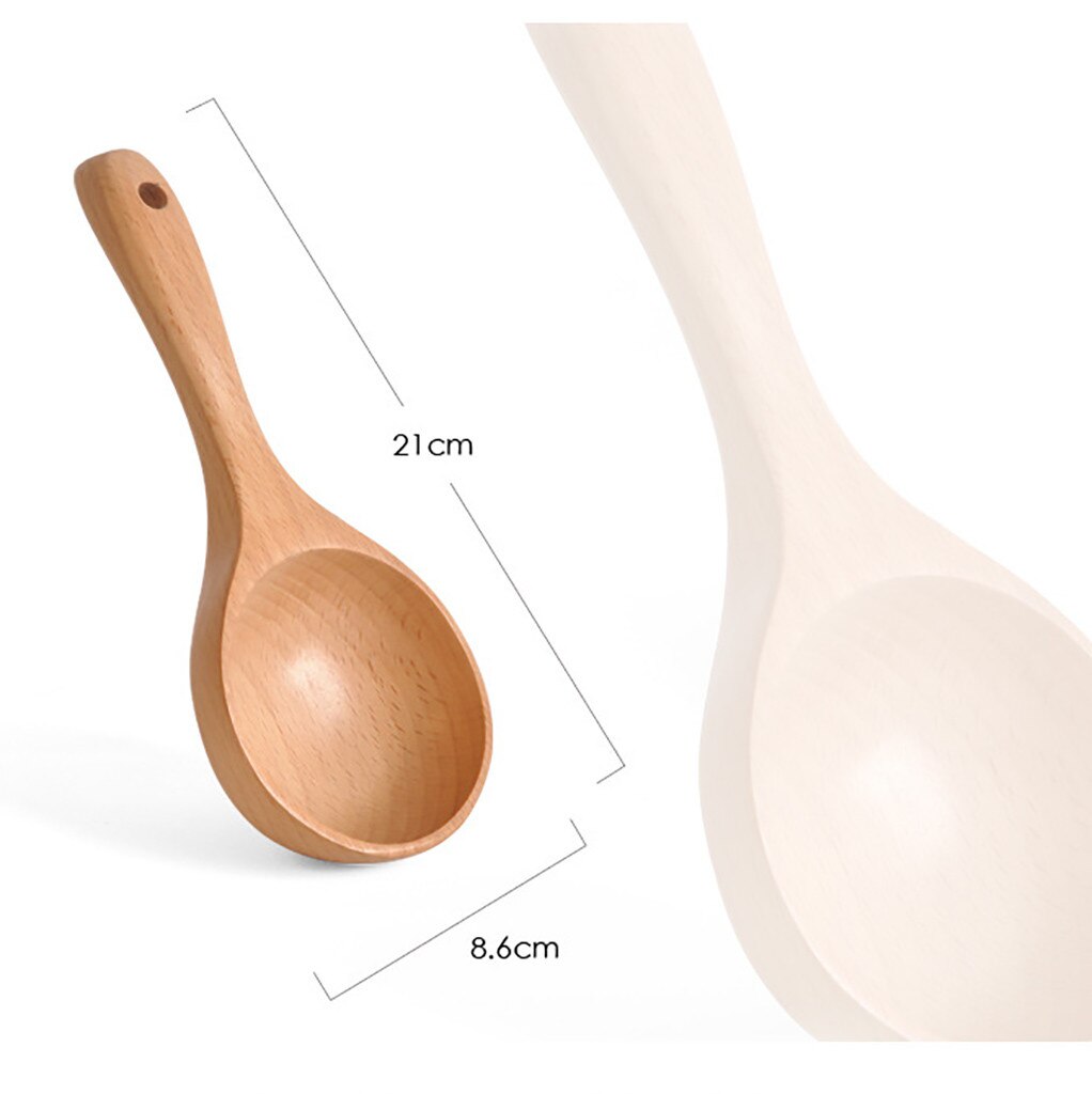 Houten Pollepel Eenvoudige Pap Lepel Met Comfortabel Handvat Voor De Keuken Medium Gebogen Haaklepel