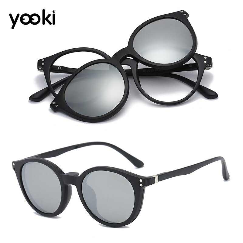Gafas de sol magnético Clip-on lente deporte al aire libre gafas marcos cobertura Invisible de gafas de miopía: Blanco