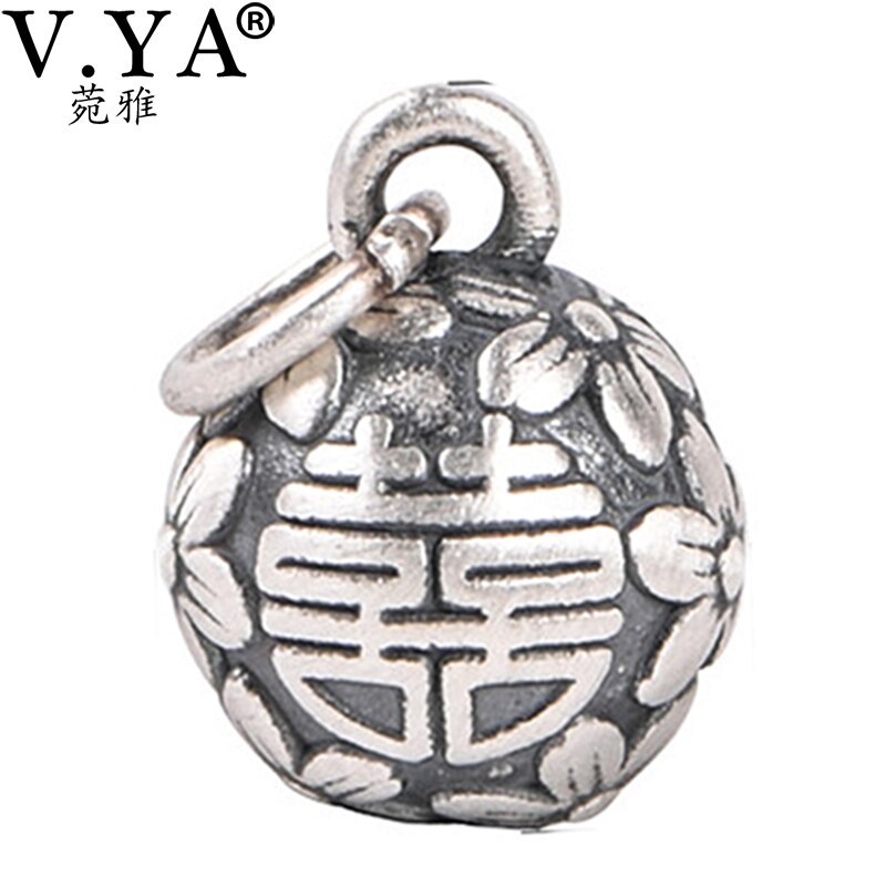 V. Ya Dubbel Geluk Tekens Zilveren Bead Charm Paar Hanger 990 Puur Zilver Fijne Sieraden Accessoires Zonder Ketting
