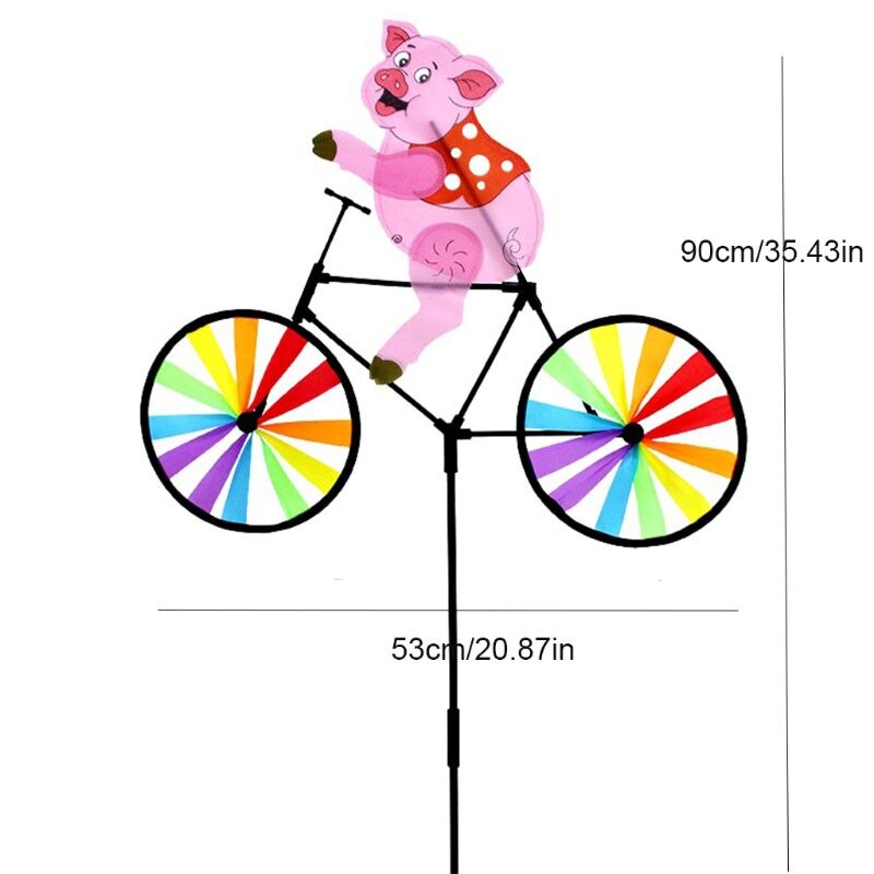 Leuke 3D Dier Varken Op Fiets Windmolen Draaimolen Tuin Gazon Yard Decor Wind Spinner