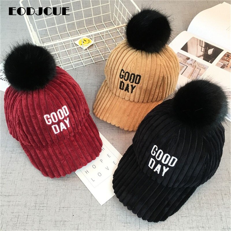 Brief Pompom baseball caps kinder Hysterese junge mädchen baby Koreanische Winter Warme hüte gorras Outdoor Schnee Ski Hut