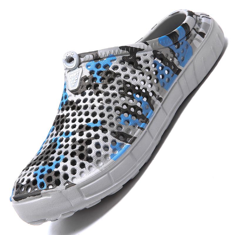 Original clásico zuecos jardín Chanclas Zapatos de agua hombres verano playa Aqua zapatilla al aire libre natación sandalias plataforma línea zapatos: Gris / 7.5