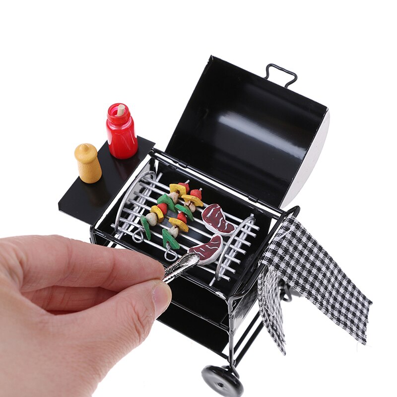 1einstellen Mini Nette BBQ Lebensmittel Grill Miniatur Ornamente Für 1/12 Skala Puppe haus Gerät Küche Lebensmittel Möbel Für Puppenhaus freundlicher Spielzeug