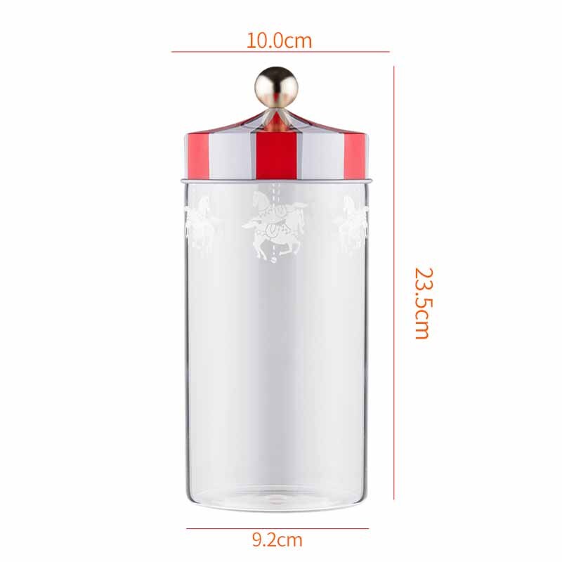 Carousel With Lids Food Storage Container Cereal Lemon Coffee Beans Snack Kitchen Storage Moisture Proof Transparent Glass Jar: L