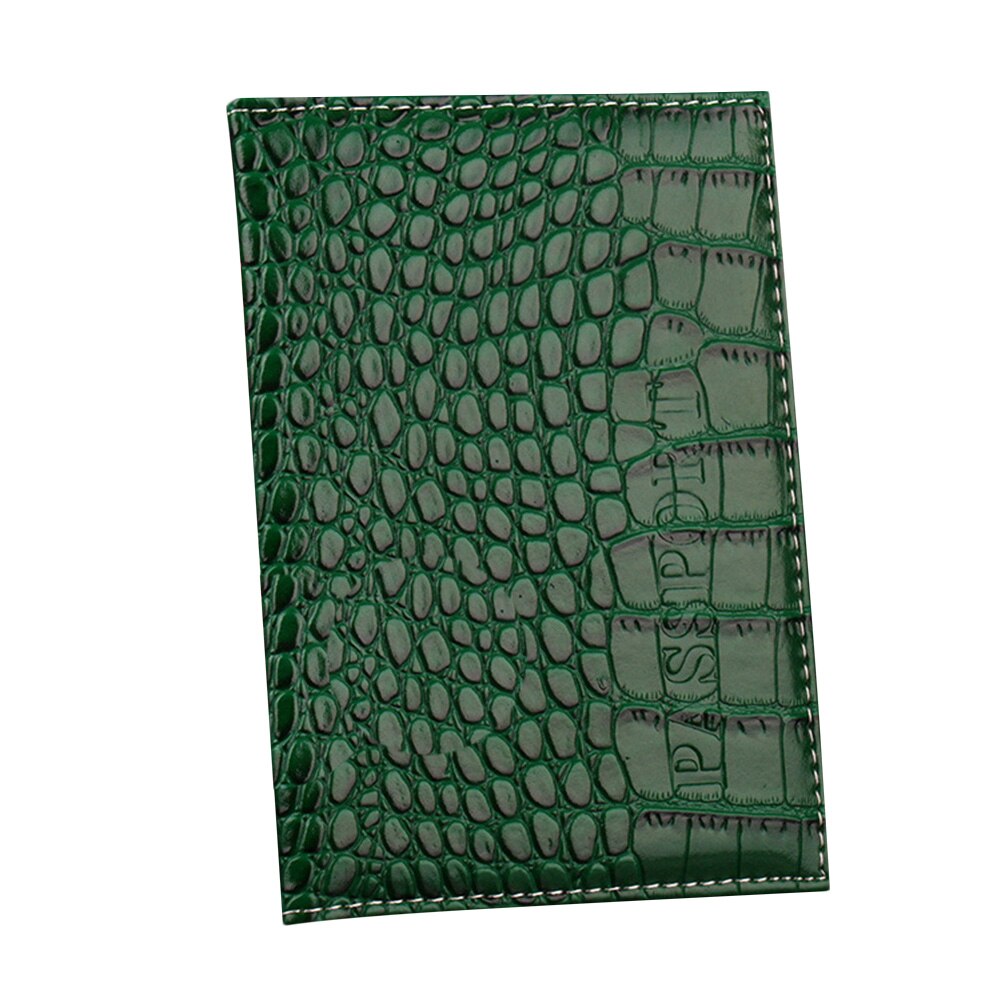 Funda de pasaporte de cuero con de cocodrilo para hombre y mujer, funda de viaje para pasaporte, tarjetero, billetera: dark green