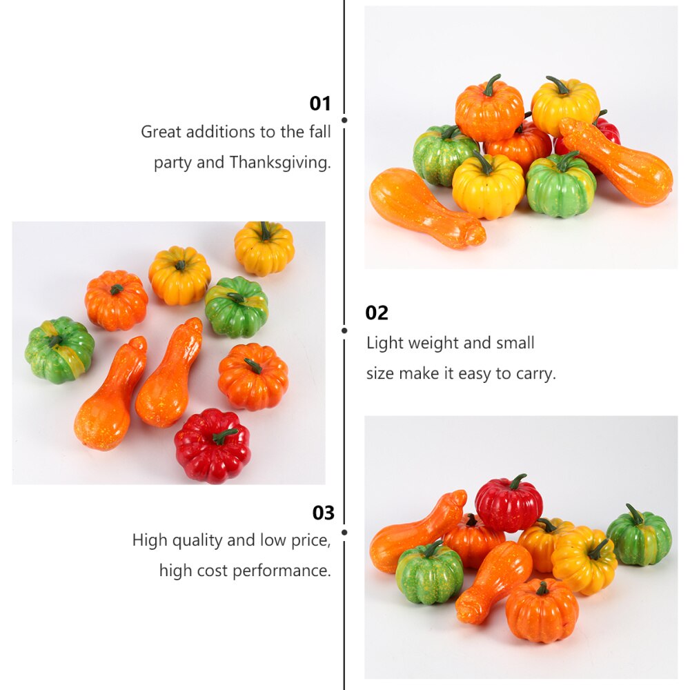 10 stuks mini-pompoen, kunstmatig pompoenornament, decoratieve pompoen in meerdere kleuren