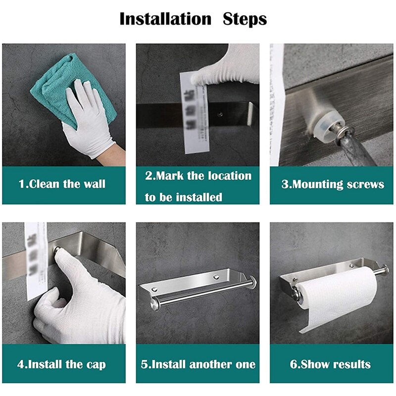 Kitchen Roll Holder Wall Mounting Stainless Steel Kitchen Roll Holder Without Drilling Paper Roll Holder Roll Holder