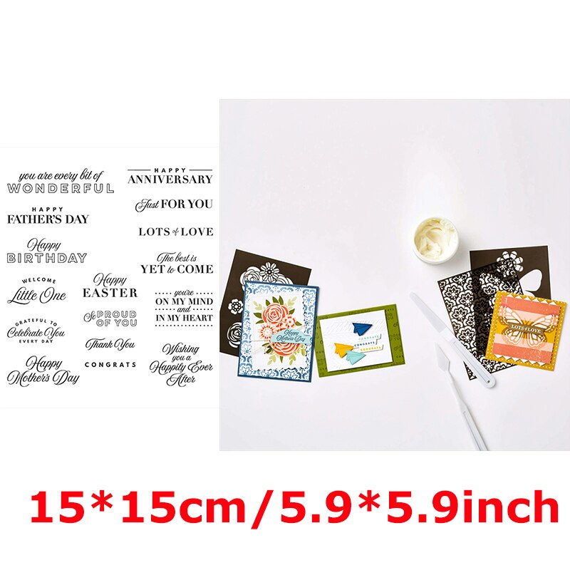 Clear Stamps Happy Birthday Thank You Wishes Artistic Words Flowers Wave Doodle Background Stamps Girl Relaxing Scene: 9