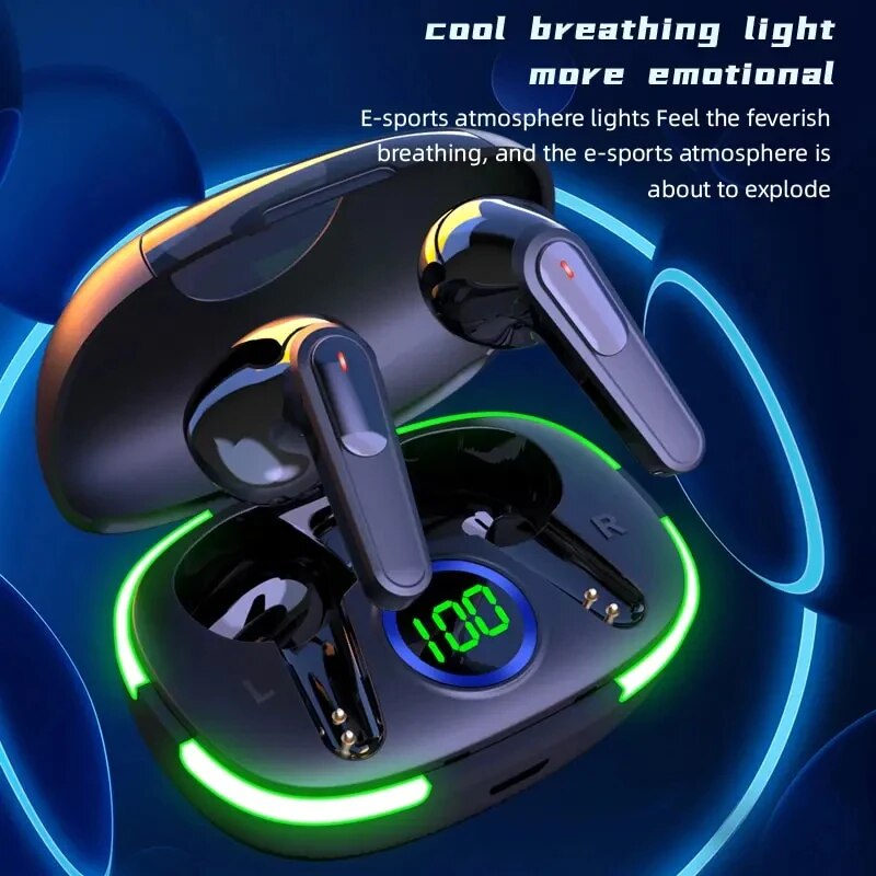 PRO80 Stéréo Bluetooth Casque TWS5.1 Intelligent Tactile LED Numérique Affichage Cool Souffle Lumière Jeu