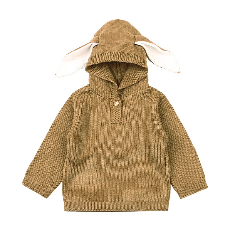 Sød spædbarn pige baby strikket sweater advare vinter pullovere hæklede toppe tøj: Brun / 18m