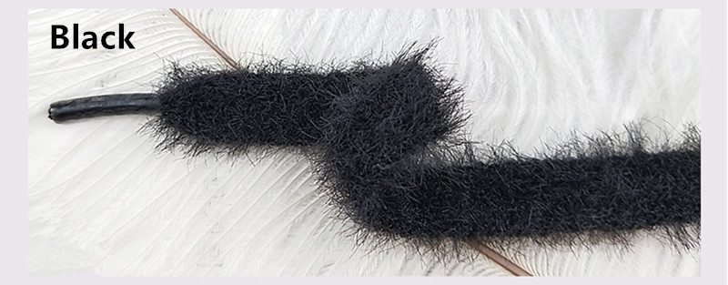 80 Cm/140 Cm Lengte 1 Cm Breedte Harige Oppervlak Schoenveters Vrouwen Mannen Zwart Geel Kleurrijke Lederen Sport Casual schoenen Veters: Black / 140 CM